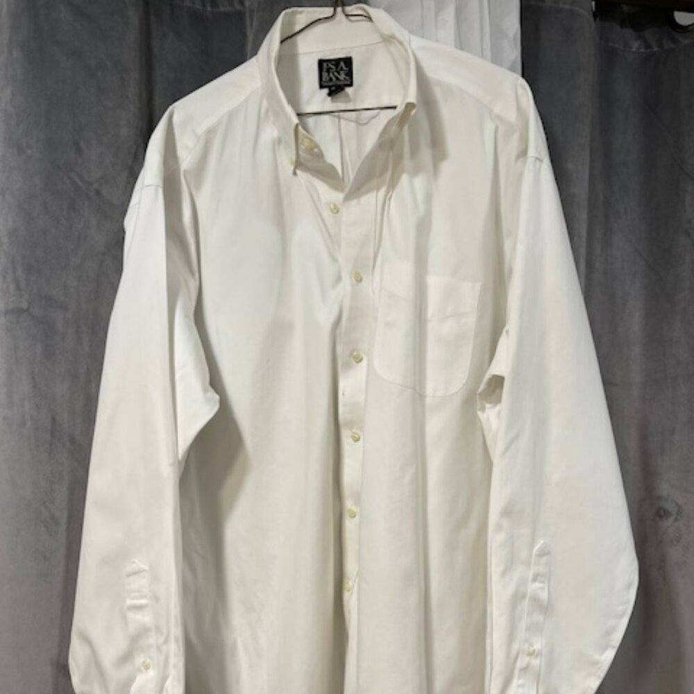 Jos. A. Bank, White Long Sleeve Dress Shirt, size 17 1/2 neck - 36 sleeve.